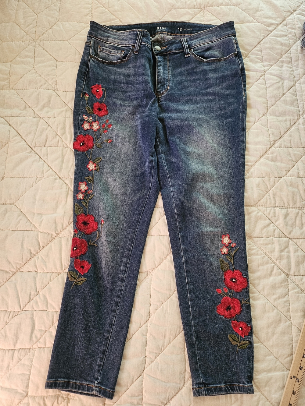 A.N.A. Floral Embroidered Jeggings- Size 12 - Picture 2 of 10